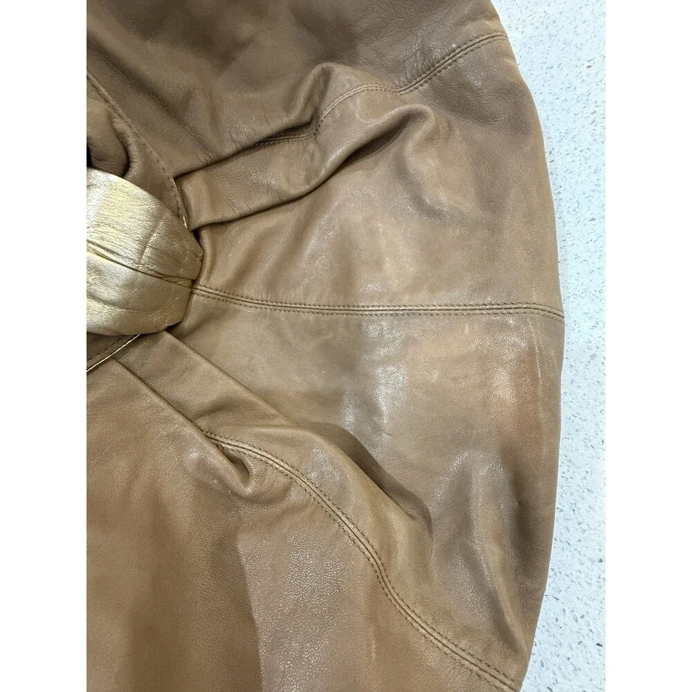 KOOBA Pleated Shoulder Leather Hobo Bag Purse Gold Brown Slouchy Boho - Picture 14 of 16